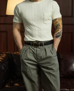 Hot Lot 105 Drop Needle Ribbed Pocket T-Shirt - Ivory Short Sleeve T-Shirts | T-shirts