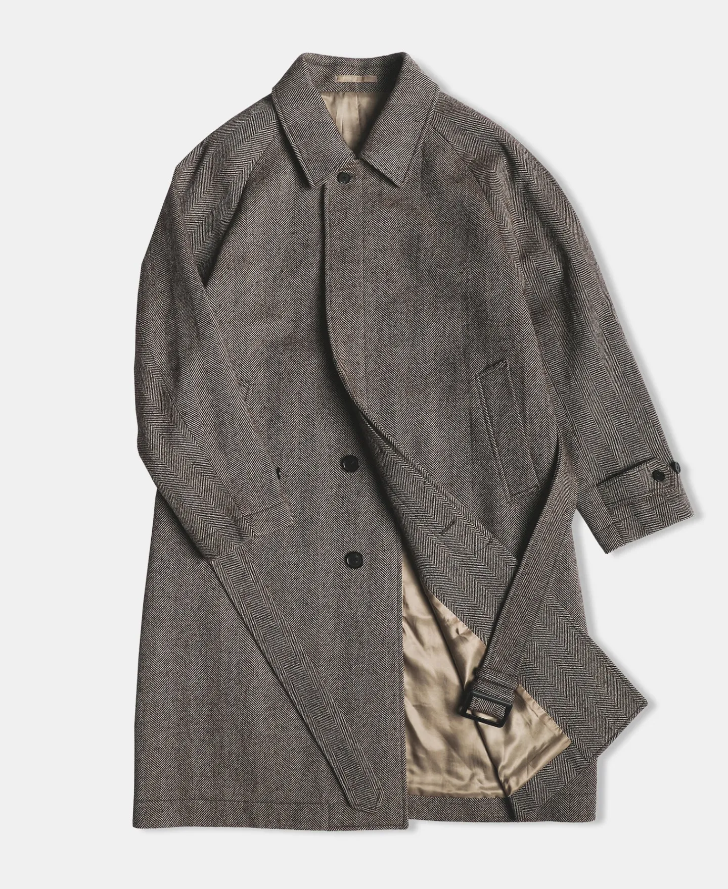 Best Lot 320 Herringbone Wool Balmacaan Long Coat Jackets&coats