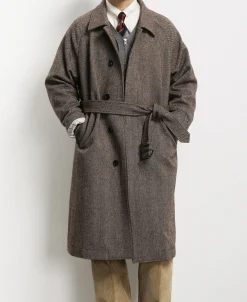 Best Lot 320 Herringbone Wool Balmacaan Long Coat Jackets&coats