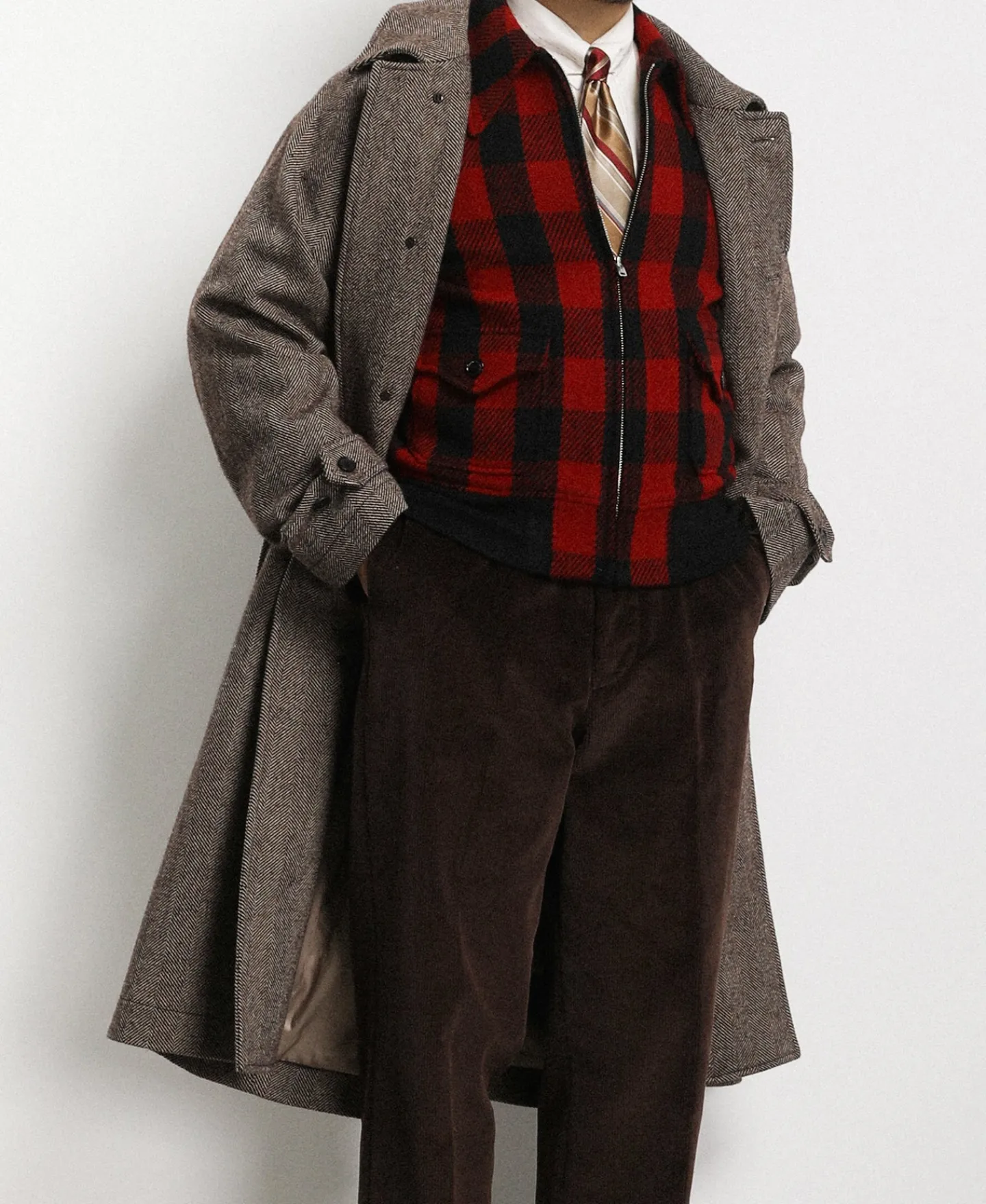 Best Lot 320 Herringbone Wool Balmacaan Long Coat Jackets&coats