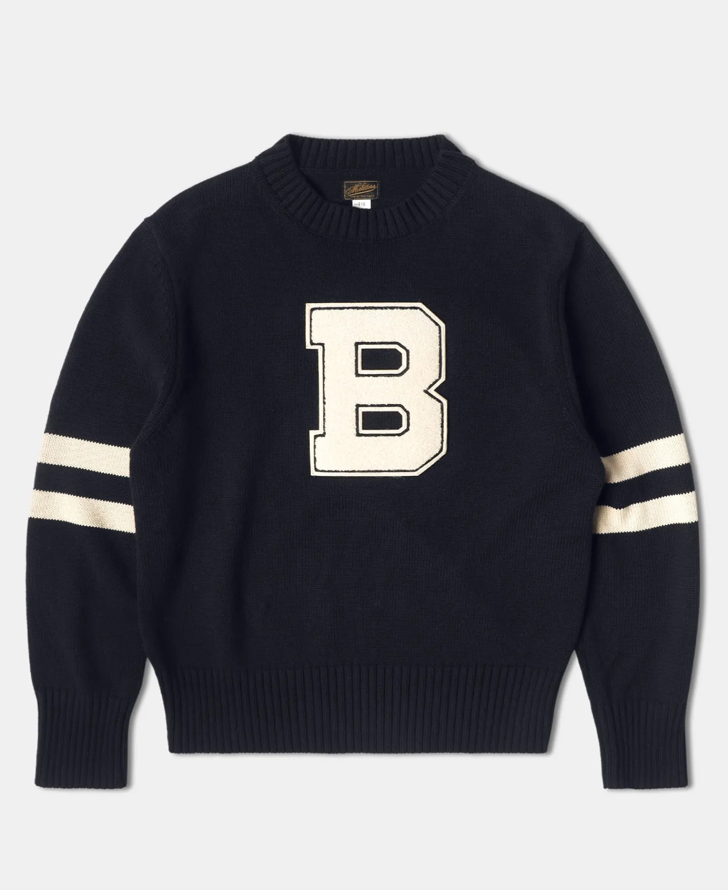 New Lot 916 Ivy Mock Neck Letter Patch Sweater - Navy Knitwear&sweaters