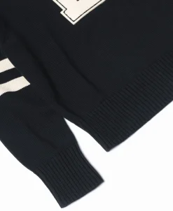 New Lot 916 Ivy Mock Neck Letter Patch Sweater - Navy Knitwear&sweaters