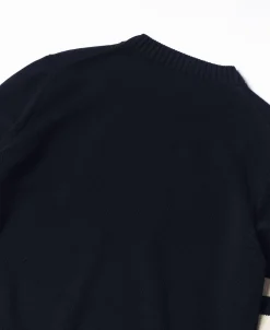 New Lot 916 Ivy Mock Neck Letter Patch Sweater - Navy Knitwear&sweaters