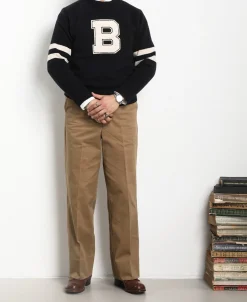 New Lot 916 Ivy Mock Neck Letter Patch Sweater - Navy Knitwear&sweaters
