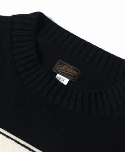 New Lot 916 Ivy Mock Neck Letter Patch Sweater - Navy Knitwear&sweaters