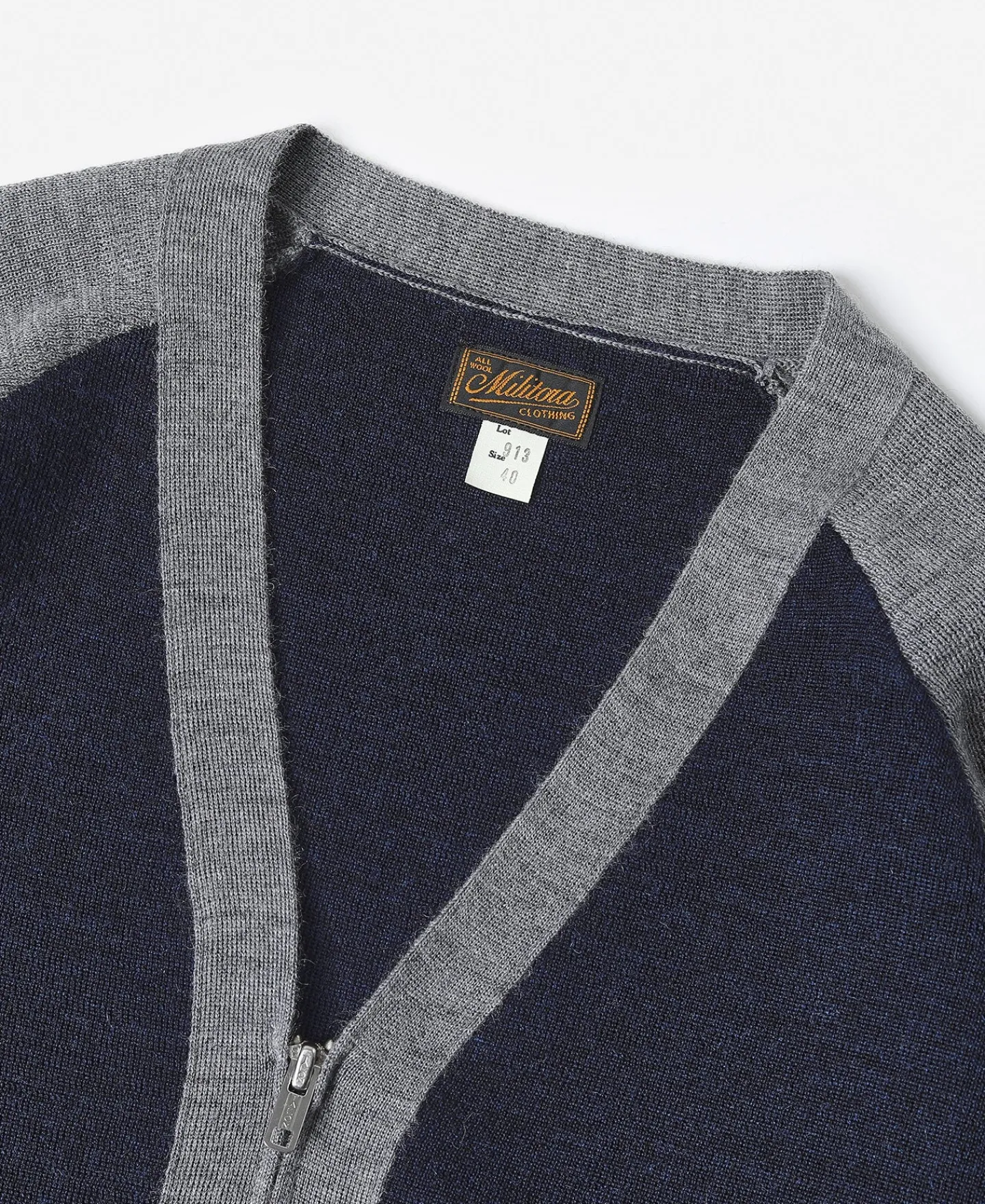 Fashion Lot 913 1940s Contrast Wool Cardigan - Navy/Gray Knitwear&sweaters