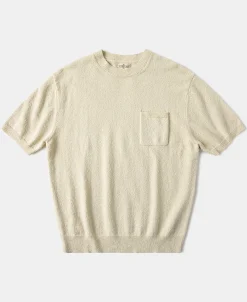 Fashion Lot 918 1940s Cotton-Blend Bouclé Pocket T-Shirt - Ivory Short Sleeve T-Shirts | T-shirts