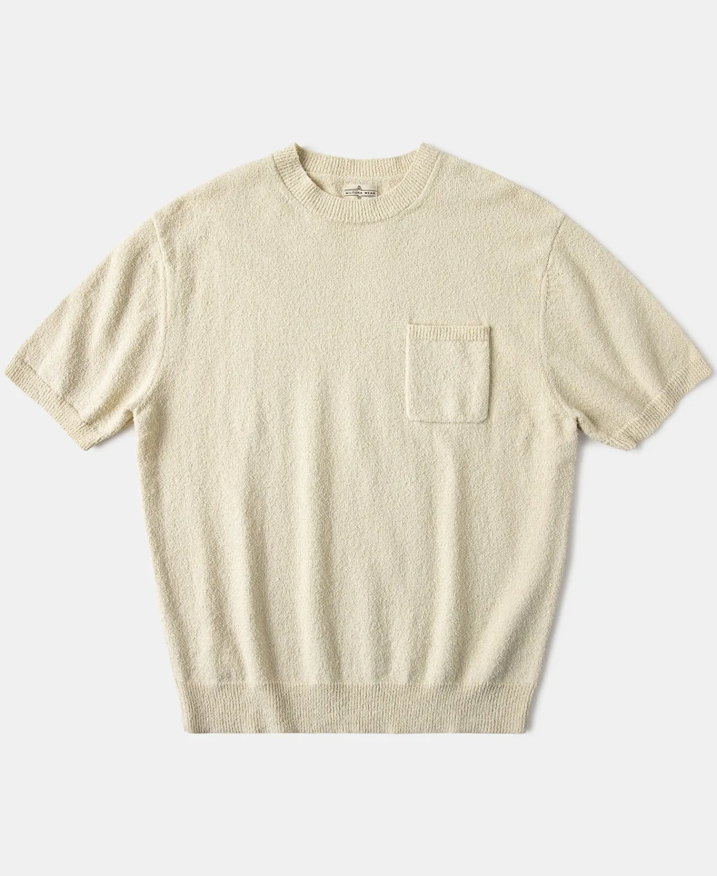 Fashion Lot 918 1940s Cotton-Blend Bouclé Pocket T-Shirt - Ivory Short Sleeve T-Shirts | T-shirts