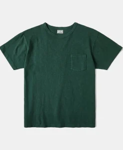 Sale Lot 102 1940s Heavyweight Slub Pocket T-Shirt - Dark Green Short Sleeve T-Shirts | T-shirts
