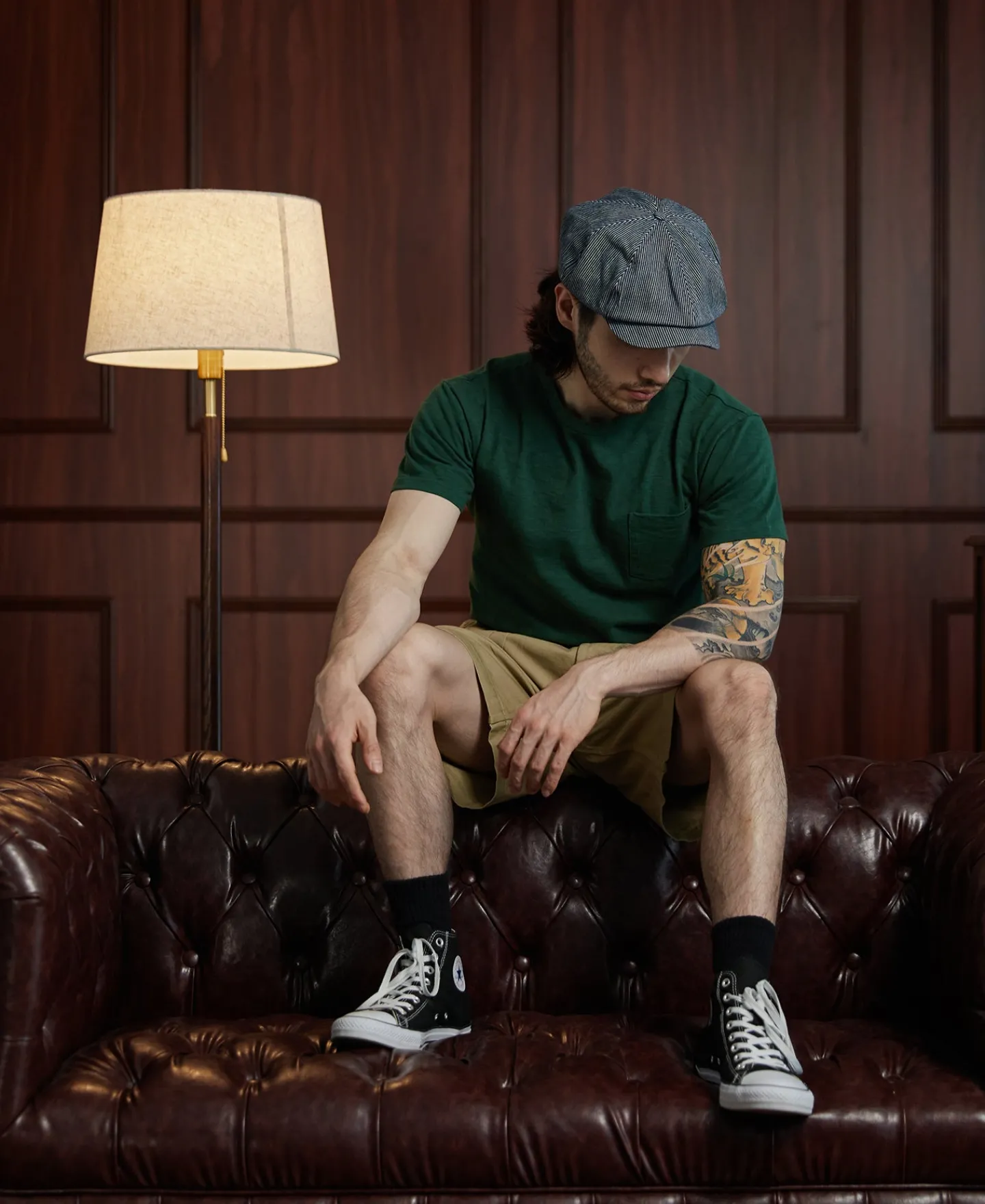 Sale Lot 102 1940s Heavyweight Slub Pocket T-Shirt - Dark Green Short Sleeve T-Shirts | T-shirts