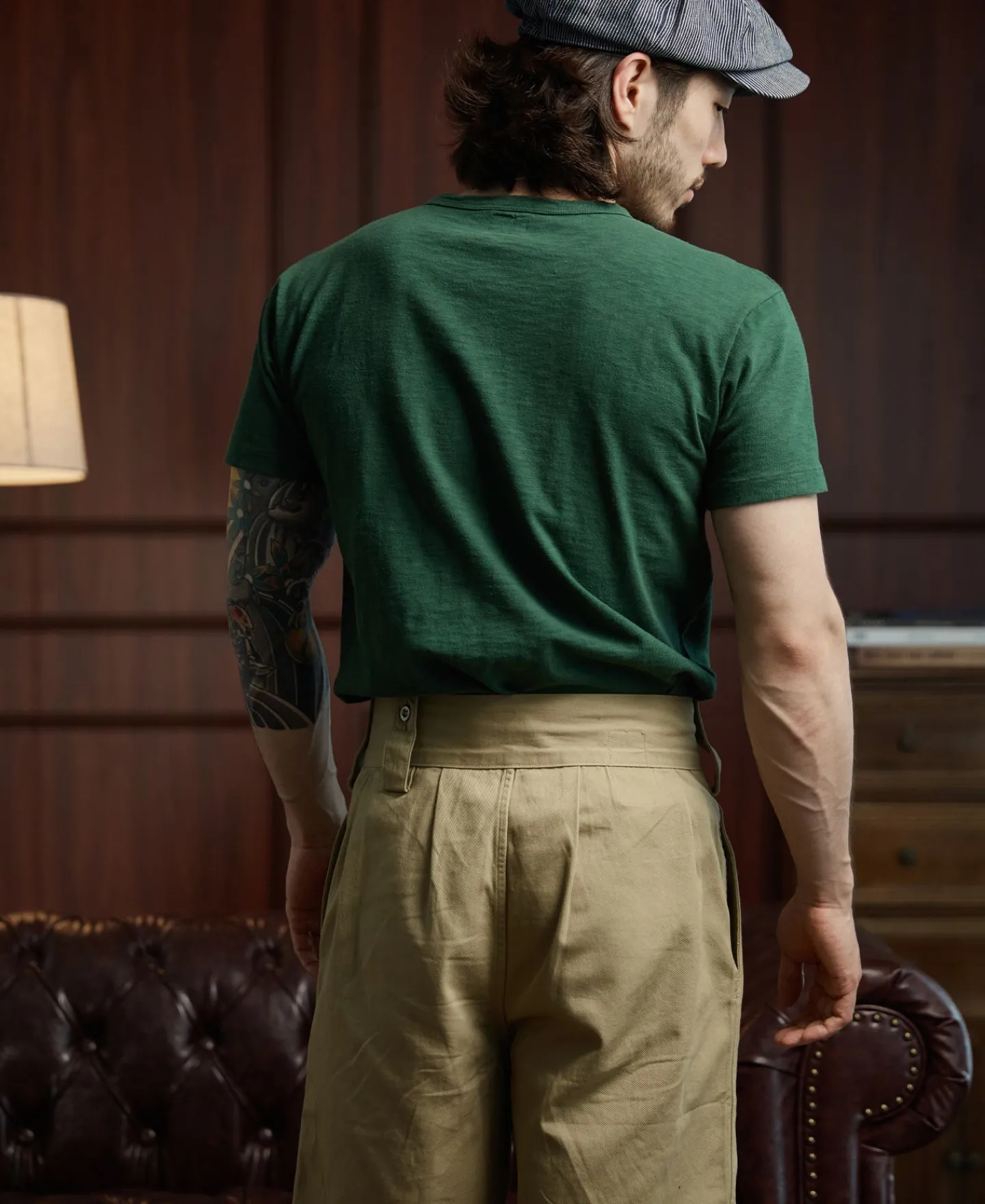 Sale Lot 102 1940s Heavyweight Slub Pocket T-Shirt - Dark Green Short Sleeve T-Shirts | T-shirts
