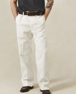 New Lot 826 1940s Herringbone Work Trousers - White Pants&trousers