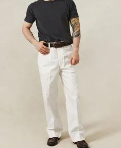 New Lot 826 1940s Herringbone Work Trousers - White Pants&trousers