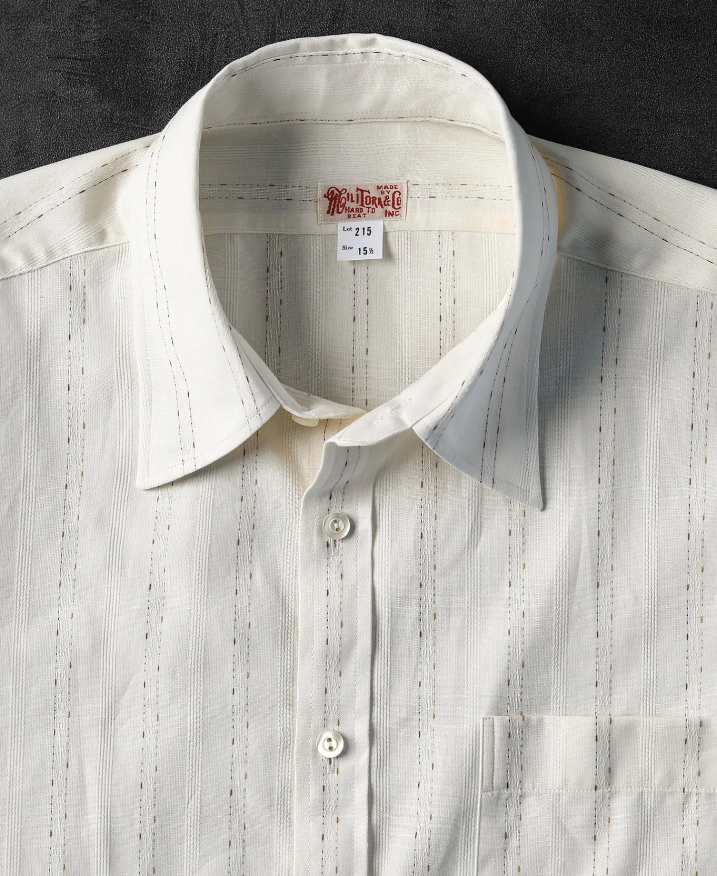 Clearance Lot 215 1930s Jacquard Stripe Point Collar Dress Shirt Long Sleeve Shirts | Shirts