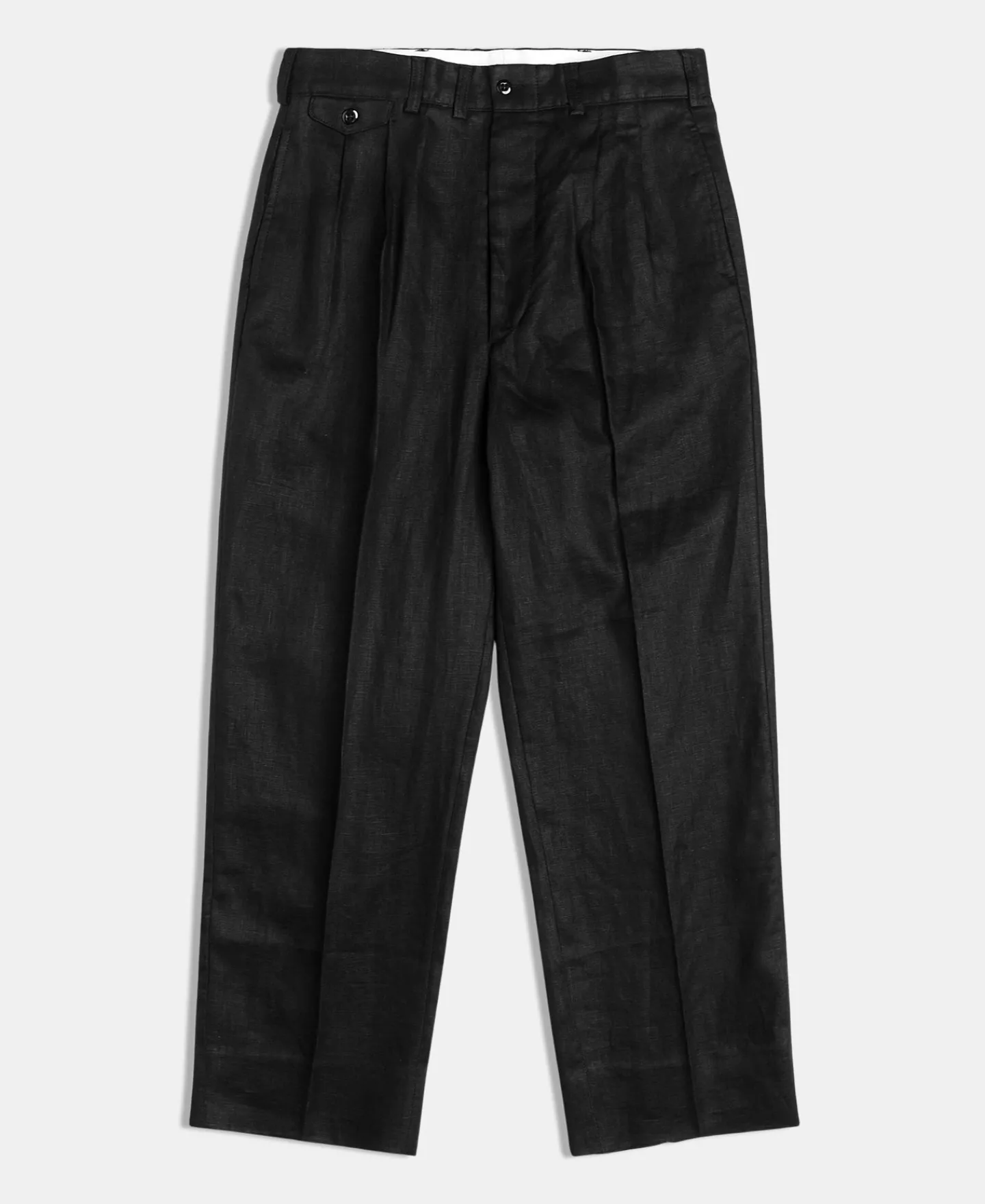 New Lot 841 1940s Linen Two Tuck Slacks - Black Pants&trousers