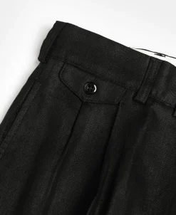New Lot 841 1940s Linen Two Tuck Slacks - Black Pants&trousers