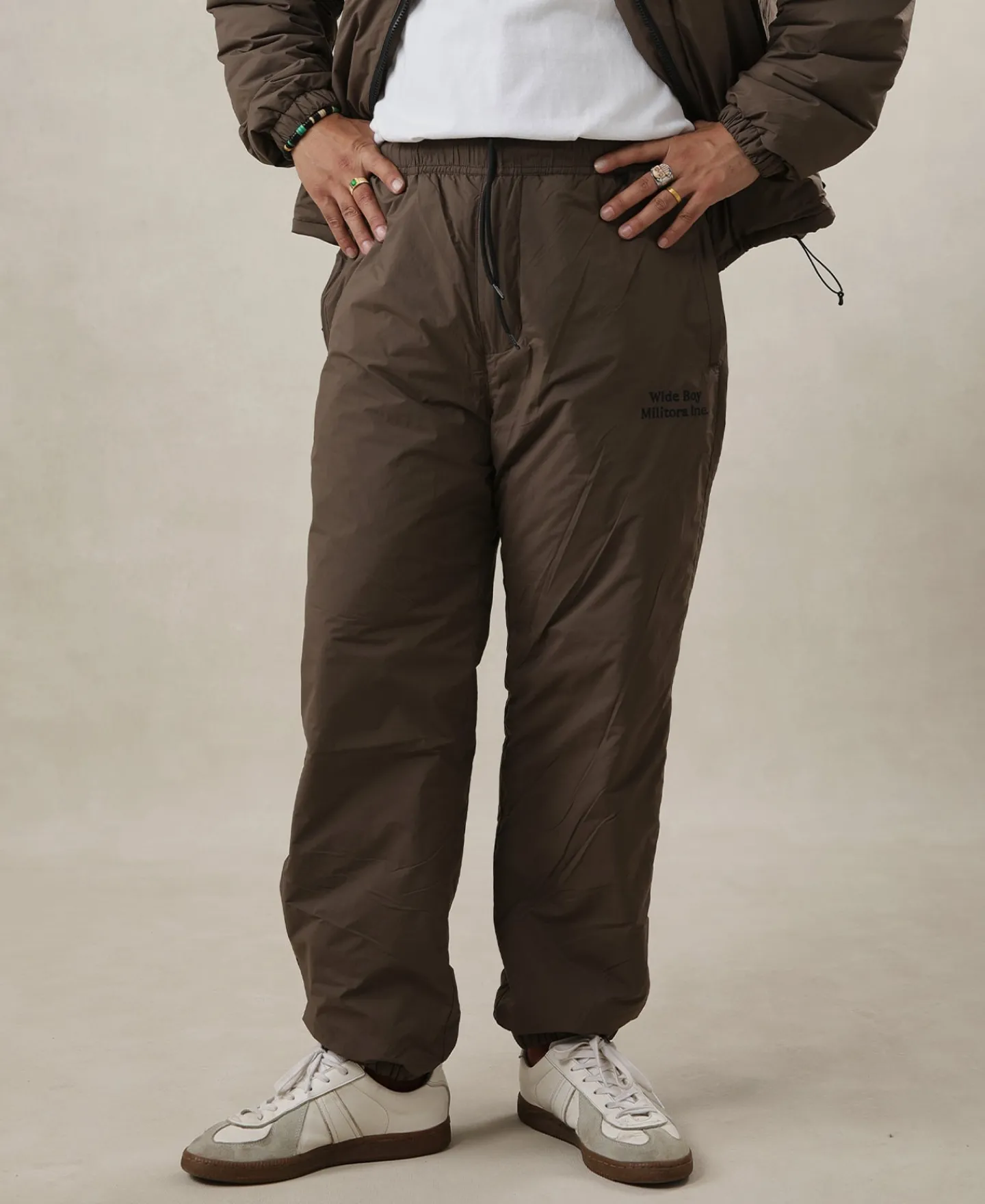 Discount Lot 1010 1980s Padded Nylon Trousers - Brown Pants&trousers