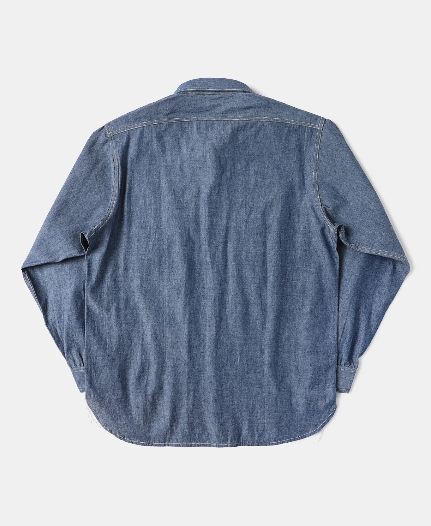 Best Lot 208 1930s Point Collar Work Shirt - Gray Blue Long Sleeve Shirts | Shirts