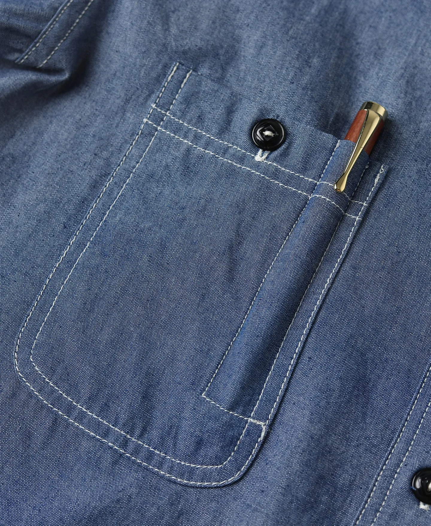 Best Lot 208 1930s Point Collar Work Shirt - Gray Blue Long Sleeve Shirts | Shirts