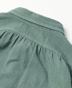 Hot Lot 217 1940s Pointed Collar Salt & Pepper Shirt - Sage Green Long Sleeve Shirts | Shirts