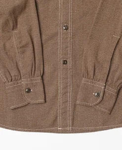 Best Lot 217 1940s Pointed Collar Salt & Pepper Shirt - Chestnut Brown Long Sleeve Shirts | Shirts