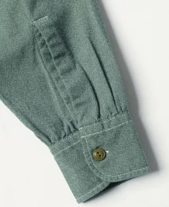 Hot Lot 217 1940s Pointed Collar Salt & Pepper Shirt - Sage Green Long Sleeve Shirts | Shirts