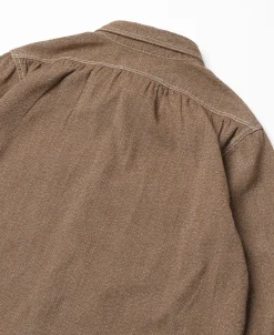 Best Lot 217 1940s Pointed Collar Salt & Pepper Shirt - Chestnut Brown Long Sleeve Shirts | Shirts