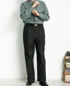 Hot Lot 217 1940s Pointed Collar Salt & Pepper Shirt - Sage Green Long Sleeve Shirts | Shirts