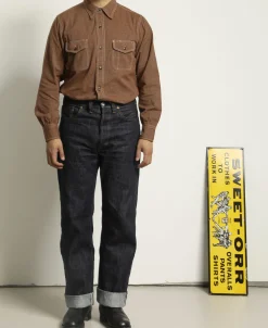 Best Lot 217 1940s Pointed Collar Salt & Pepper Shirt - Chestnut Brown Long Sleeve Shirts | Shirts
