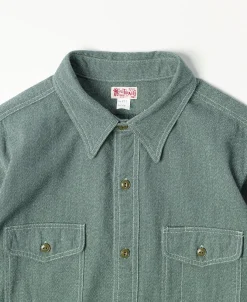 Hot Lot 217 1940s Pointed Collar Salt & Pepper Shirt - Sage Green Long Sleeve Shirts | Shirts