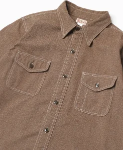 Best Lot 217 1940s Pointed Collar Salt & Pepper Shirt - Chestnut Brown Long Sleeve Shirts | Shirts