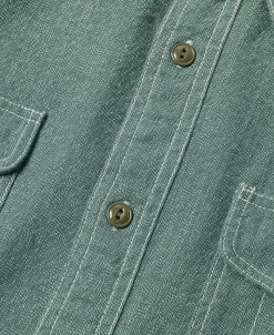 Hot Lot 217 1940s Pointed Collar Salt & Pepper Shirt - Sage Green Long Sleeve Shirts | Shirts