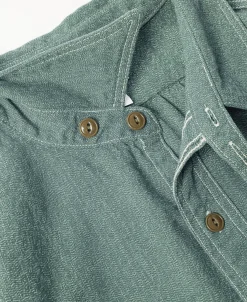 Hot Lot 217 1940s Pointed Collar Salt & Pepper Shirt - Sage Green Long Sleeve Shirts | Shirts