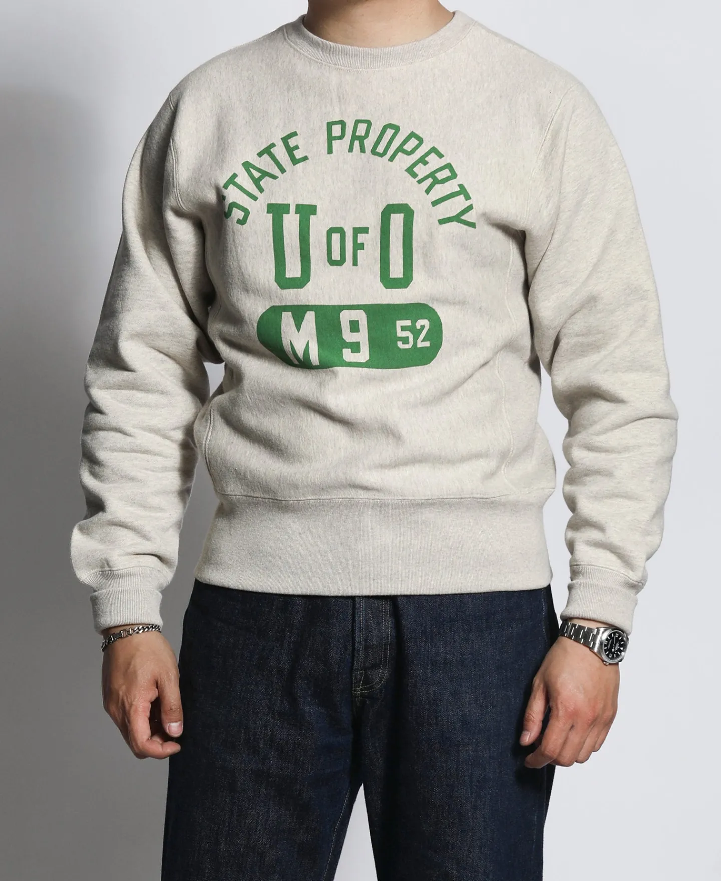 Discount Lot 113 1950s Reserve Sweatshirt - Green/Gray Sweatshirts&hoodies