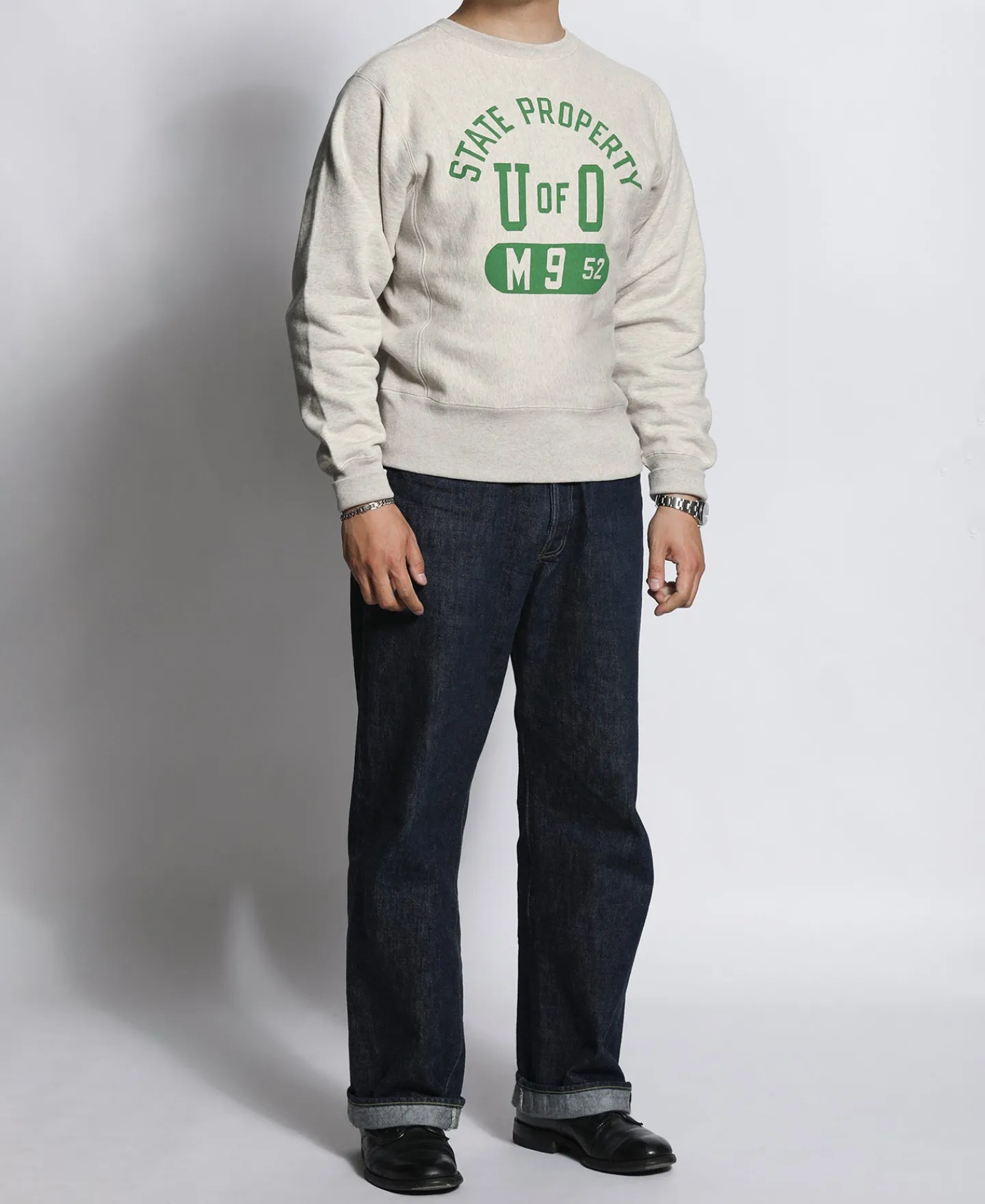 Discount Lot 113 1950s Reserve Sweatshirt - Green/Gray Sweatshirts&hoodies
