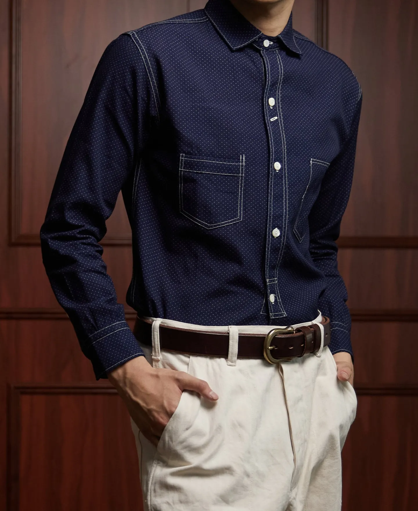 Sale Lot 211 1930s Wabash Dotted Work Shirt Long Sleeve Shirts | Shirts