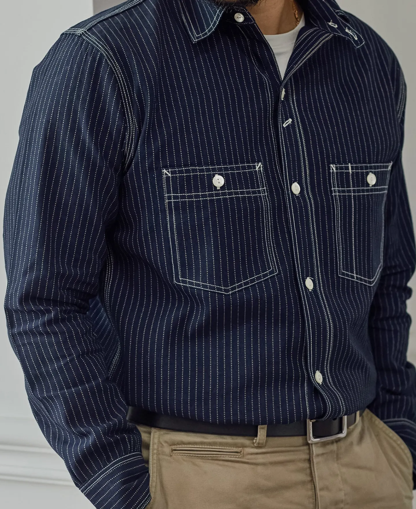 Discount Lot 210 1930s Wabash Striped Work Shirt Long Sleeve Shirts | Shirts
