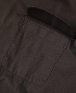 Clearance Lot 220L 1940s Linen-Cotton Open Collar Shirt - Dark Brown Long Sleeve Shirts | Shirts