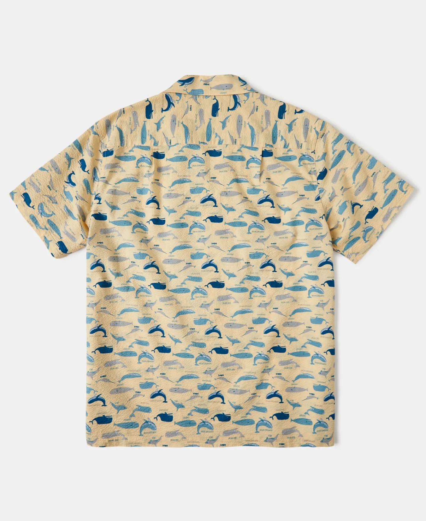 Outlet Marine Life Printed Seersucker Short Sleeve Camp Shirt - Light Yellow Short Sleeve Shirts | Shirts