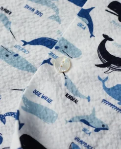 Sale Marine Life Printed Seersucker Short Sleeve Camp Shirt - White Short Sleeve Shirts | Shirts