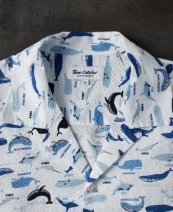 Sale Marine Life Printed Seersucker Short Sleeve Camp Shirt - White Short Sleeve Shirts | Shirts