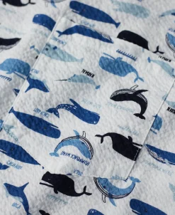 Sale Marine Life Printed Seersucker Short Sleeve Camp Shirt - White Short Sleeve Shirts | Shirts