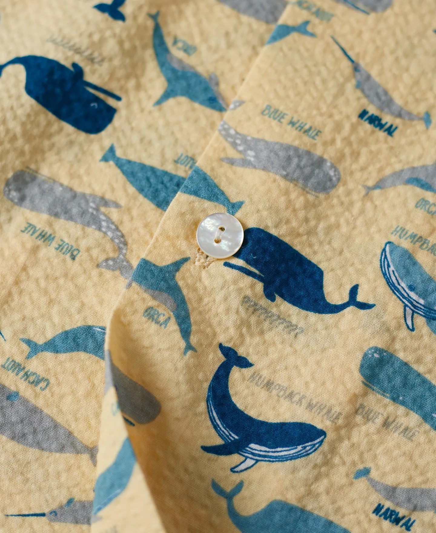 Outlet Marine Life Printed Seersucker Short Sleeve Camp Shirt - Light Yellow Short Sleeve Shirts | Shirts