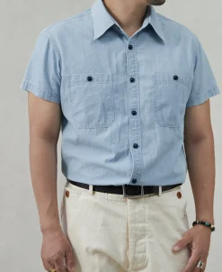 New Military Wash Chambray Short Sleeve Workshirt Short Sleeve Shirts | Shirts