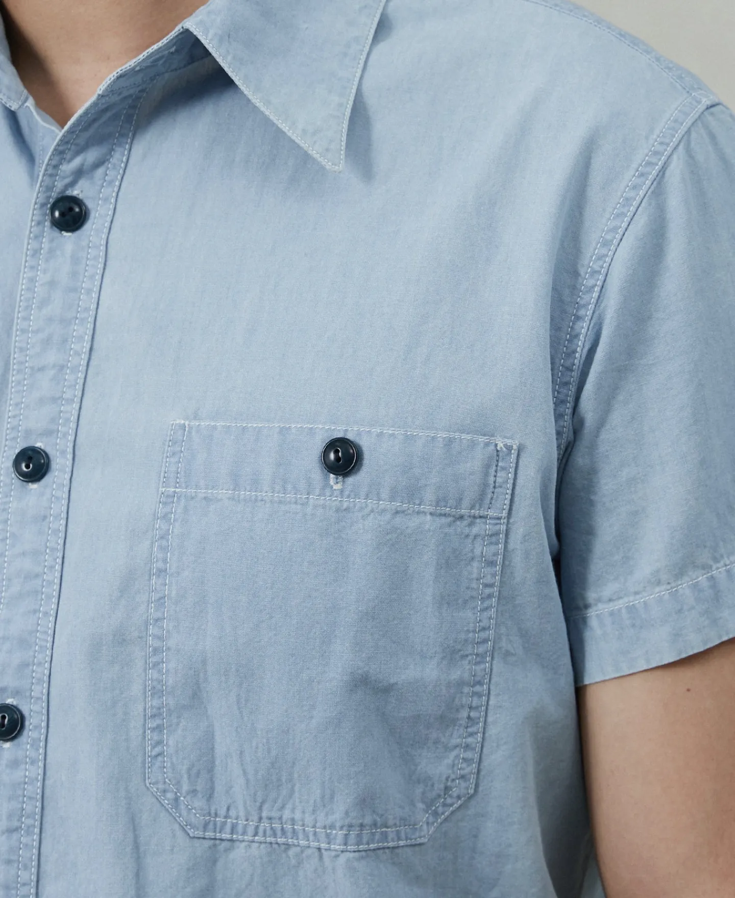 New Military Wash Chambray Short Sleeve Workshirt Short Sleeve Shirts | Shirts