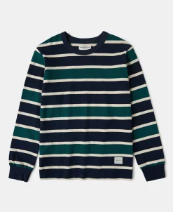 Discount Multi-Stripe Long Sleeve T-Shirt - Navy/Green Long Sleeve T-Shirts | T-shirts