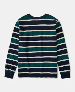 Discount Multi-Stripe Long Sleeve T-Shirt - Navy/Green Long Sleeve T-Shirts | T-shirts