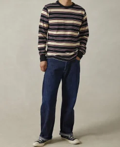 Clearance Multi-Stripe Long Sleeve T-Shirt - Beige/Black Long Sleeve T-Shirts | T-shirts
