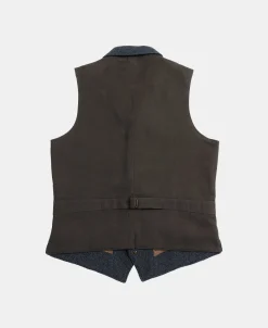 Fashion Navy Herringbone Tweed Lapel Vest Waistcoats