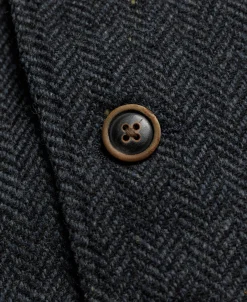 Fashion Navy Herringbone Tweed Lapel Vest Waistcoats